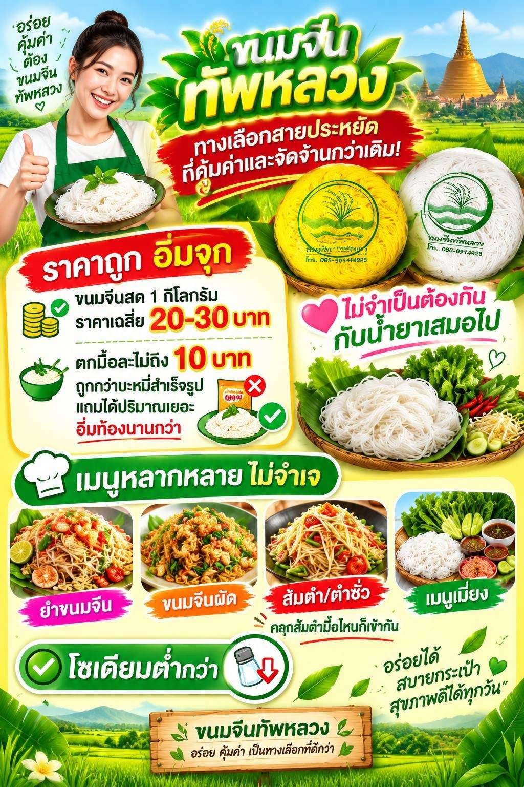 ขนมจีนผลิตจากข้าวชั้นดี